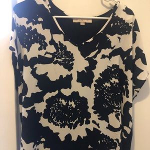 Loft floral mixed media blouse